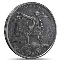 2020 1 oz Antique Samoa Silver Momotaro and Demon Subdued in Anime Coin