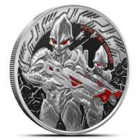 2024 1 oz Proof Colorized Samoa Silver Alien Coin (Rhodium Plated, Box + CoA)