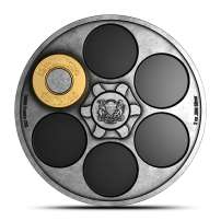 2025 2 oz Antique Republic of Chad Silver Russian Roulette Coin (Box + CoA, Ultra High Relief)