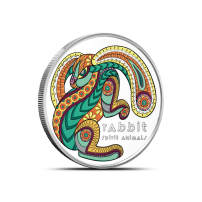 2024 17.5 Gram Colorized Proof Niue Silver Spirit Animals Rabbit Coin