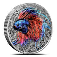 2025 2 oz Colorized Niue Silver Representatives of the Species Betta Fish Coin (Box + CoA, High Relief)