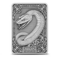 2025 5 oz Antique Fiji Silver Snake Rectangular Coin (Box + CoA)