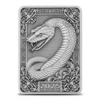 2025 1 oz Antique Fiji Silver Snake Rectangular Coin (Box + CoA)