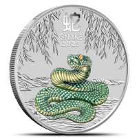 2025 1 oz Colorized Australian Silver Lunar Snake Coin (In Card)