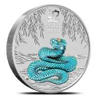 2025 2 oz Colorized Australian Silver Lunar Snake Coin (BU)