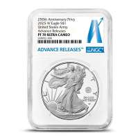 2025-W 1 oz Proof Army Privy American Silver Eagle Coin NGC PF70 UCAM Advanced Release