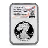 2025-W 1 oz Proof American Silver Eagle Coin NGC PF69 UCAM ER - JM Bullion Flag Label