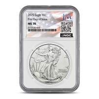 2025 1 oz American Silver Eagle Coin NGC MS70 FDOI - JM Bullion Flag Label