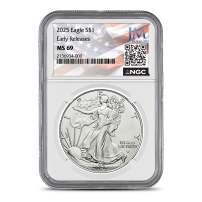 2025 1 oz American Silver Eagle Coin NGC MS69 ER - JM Bullion Flag Label