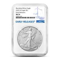 2025-W 1 oz Burnished American Silver Eagle Coin NGC MS70 ER