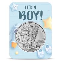 2025 1 oz American Silver Eagle Coin (BU, It's a Boy Card)