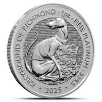 2025 1 oz British Platinum Tudor Beasts Greyhound of Richmond Coin (BU)