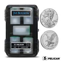 2025 1 oz Silver Eagle Mini Monster Box (100 Coins, JM Bullion Pelican Case, BU)