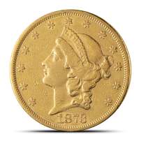 Pre-33 $20 Liberty Gold Double Eagle Coin (Type 2, 1866-1876, XF)