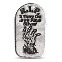 2 oz Monarch Tombstone Zombie Hand Silver Bar (New)