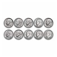 90% Silver Roosevelt Dimes ($1 FV, Circulated)