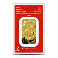 2025 1 oz Argor Heraeus Lunar Snake Gold Bar (New w/ Assay)