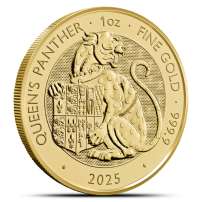 2025 1 oz British Gold Tudor Beasts The Queen's Panther Tube (10 Coins, BU)