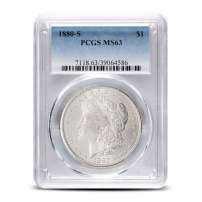 Morgan Silver Dollar Coin MS63 (1878-1904, PCGS or NGC)