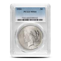 1924 Peace Silver Dollar Coin PCGS MS64