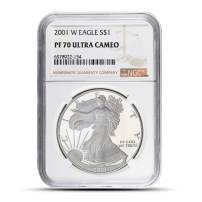 世界2枚★ 2001 オーストラリア初採用 ホログラム銀貨 NGC PF70UC 2001-W 1 oz Proof American Silver Eagle Coin NGC PF70 UCAM l JM