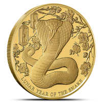 2025 1 oz Proof Pitcairn Islands Gold Lunar Year of the Snake Coin (Box + CoA)