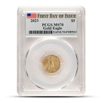 2025 1/10 oz American Gold Eagle Coin PCGS MS70 FDOI