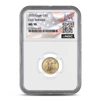 2025 1/10 oz American Gold Eagle Coin NGC MS70 ER - JM Bullion Flag Label