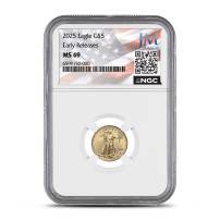 2025 1/10 oz American Gold Eagle Coin NGC MS69 ER - JM Bullion Flag Label