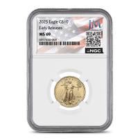 2025 1/4 oz American Gold Eagle Coin NGC MS69 ER - JM Bullion Flag Label