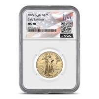 2025 1/2 oz American Gold Eagle Coin NGC MS70 ER - JM Bullion Flag Label