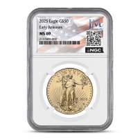 2025 1 oz American Gold Eagle Coin NGC MS69 ER - JM Bullion Flag Label