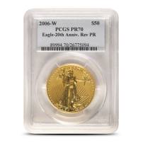 2006-W 1 oz Reverse Proof American Gold Eagle Coin PCGS PR70 20th Anniversary