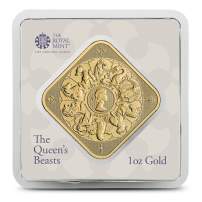 1 oz The Royal Mint Queen's Beast Completer Gold Bar (New)