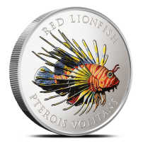 2023 5 oz Proof Pitcairn Islands Silver Red LionFish Coin (Box + CoA)