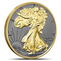 2024 1 oz American Silver Eagle Coin (Ruthenium, Gilded, In Capsule)