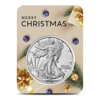 2025 1 oz American Silver Eagle Coin (BU, Merry Christmas Present Card)