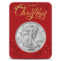 2025 1 oz American Silver Eagle Coin (BU, Red Merry Christmas Card)
