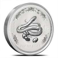 2001 2 oz Australian Silver Lunar Snake Coin