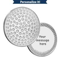 1/2 oz Silver Engravable Golf Ball Marker Round (New w/Gift Box)