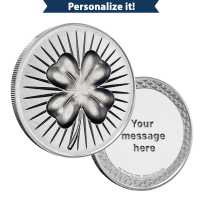 1/2 oz Engravable Clover Golf Ball Marker Silver Round (New w/Gift Box)