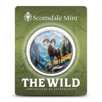 1 Colorized Scottsdale Silver The Wild Bighorn Sheep Round (Certi-Lock)