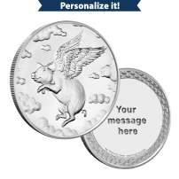 1/2 oz Engravable Pigs Fly Golf Ball Marker Silver Round (New w/Gift Box)