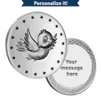 1/2 oz Engravable Birdie Golf Ball Marker Silver Round (New w/Gift Box)