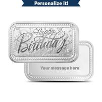1 oz Silver Engravable Birthday Bar (New w/Gift Box)