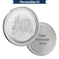 1 oz Silver Engravable Birthday Round (New w/Gift Box)