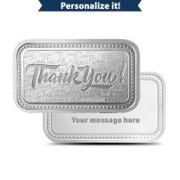1 oz Silver Engravable Thank You Bar (New w/Gift Box)