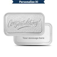 1 oz Silver Engravable Congratulations Bar (New w/Gift Box)