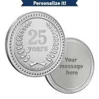 1 oz Silver Engravable 25 Years of Service Round (New w/Gift Box)