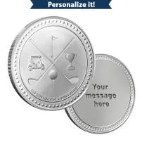 1 oz Silver Engravable Golf Lover Round (New w/Gift Box)